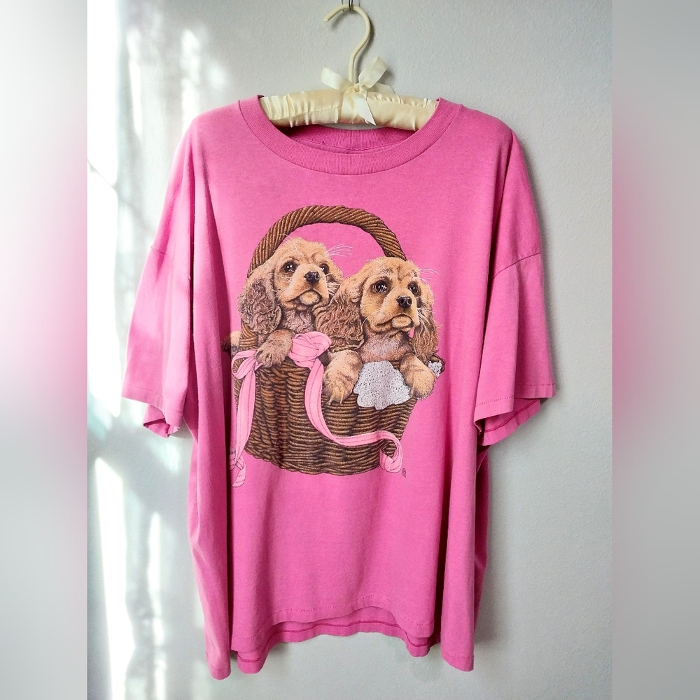Vintage Pink Dog Tshirt